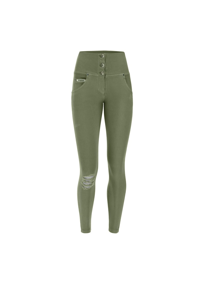 Freddy PUSH UP VITA ALTA CON BOTTONI IN NAVETTA CON STRAPPI - Jeans Skinny Fit - verde