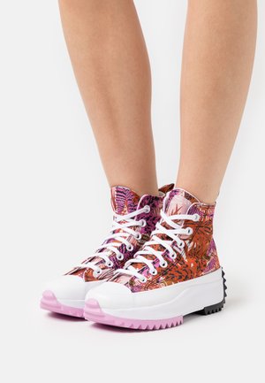 RUN STAR HIKE TROPICAL PRINT PLATFORM - Sneakers alte - mantra orange/black/white