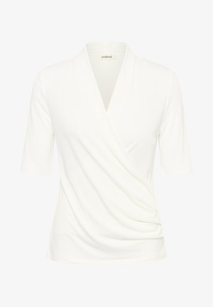Soaked in Luxury, SLCOLUMBINE WRAP SHORT SLEEVE - Trükipildiga T-särk - broken white