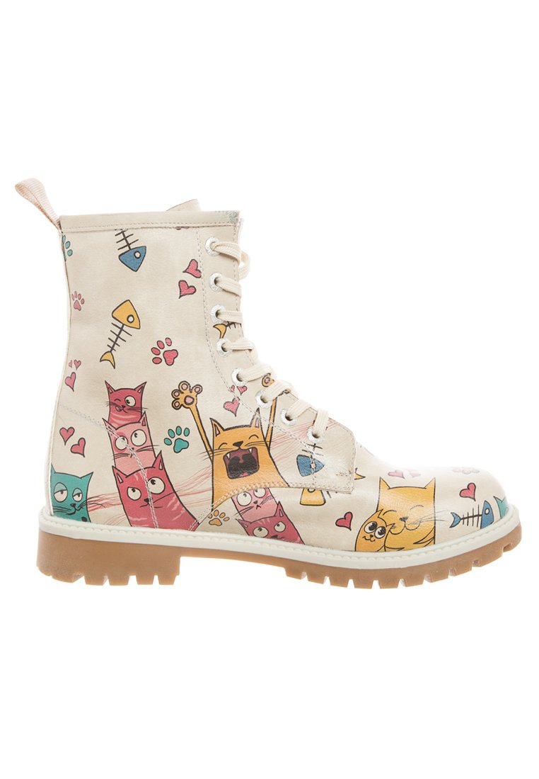Damen Ankle Boots | Dogo CAT LOVERS Schnürstiefelette natur/mehrfarbig - FS42556 Damen Ankle Boots | Dogo CAT LOVERS Schnürstiefelette natur/mehrfarbig - FS42556