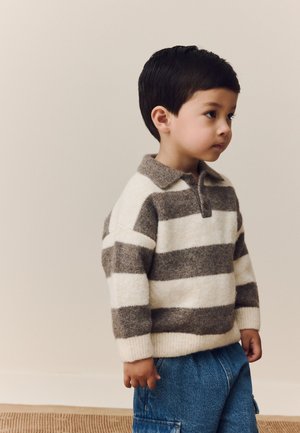 Next, REGULAR FIT - STRIPE RUGBY - Poloshirts - grey brown