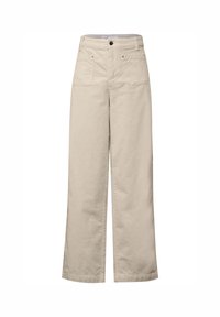 Beige wijde-broek van katoenmix, met twee vo zakken, een knoopsluiting en een nette afwerking aan de zoom.