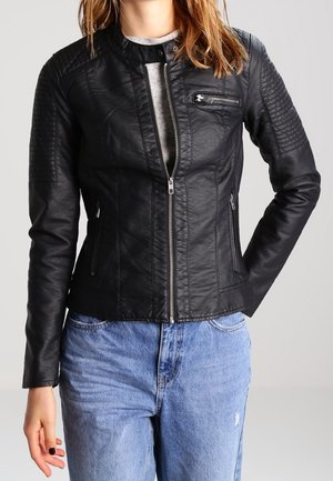 Imiteret læderjakke - black