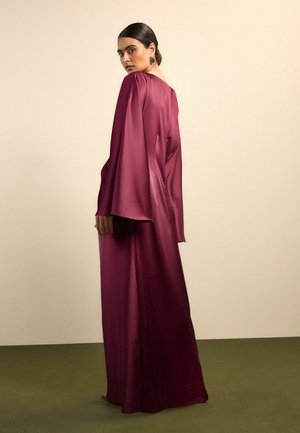 Next, TALL FIT - TWIST FRONT LONG SLEEVE SATIN MAXI DRESS . - Occasion wear - burgundy red