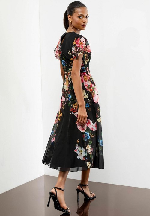 Lipsy EMBROIDERED FLORAL MIDI - Day dress - black white/black - Zalando