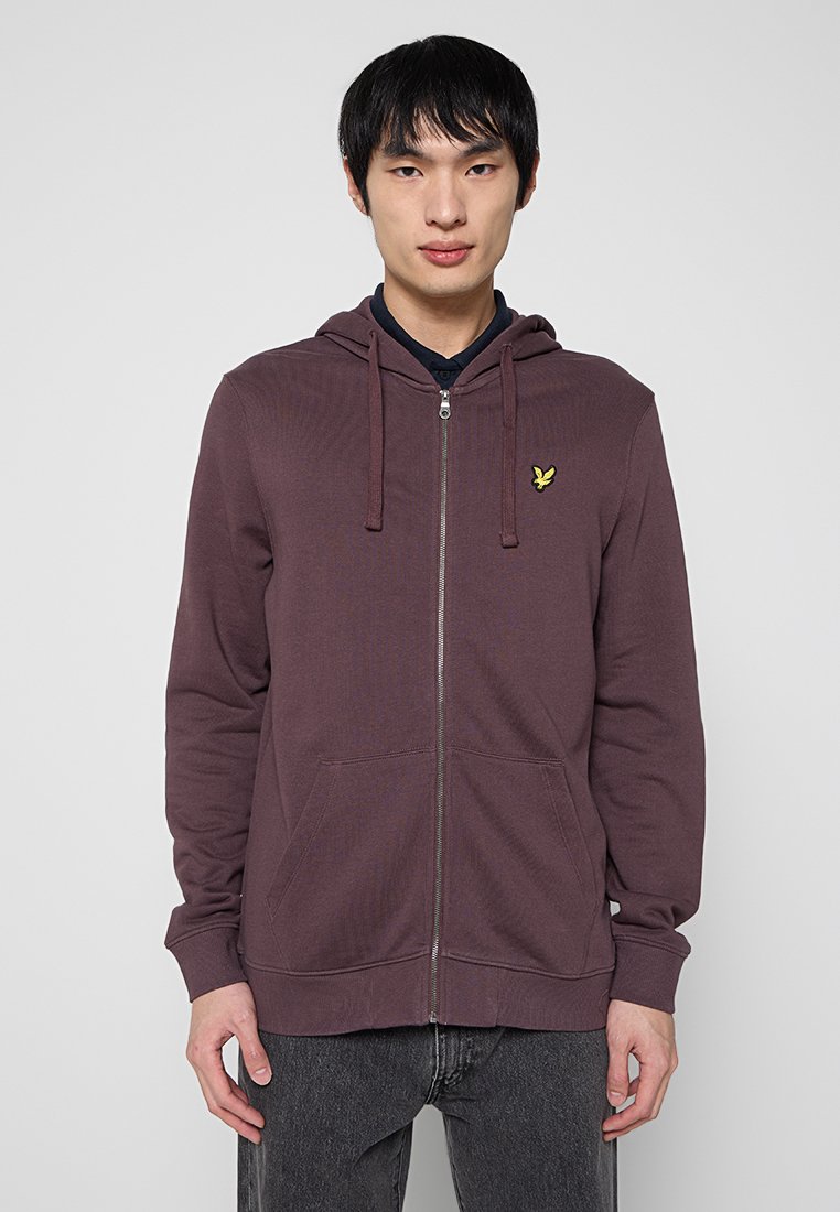 Lyle & Scott Sweater met rits donkerbruin