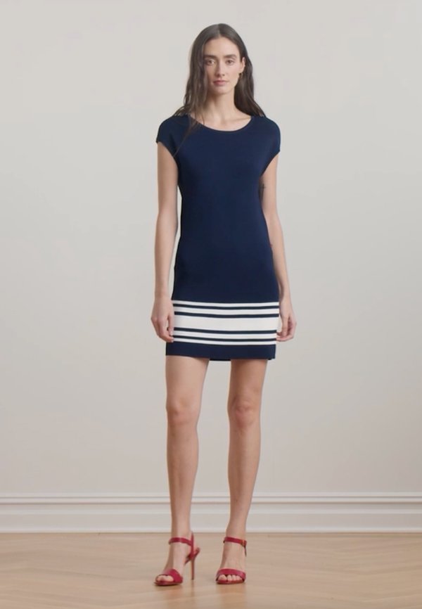 TWO TONE CAP SLEEVE SHIFT SWEATER DRESS - Jumper dress4