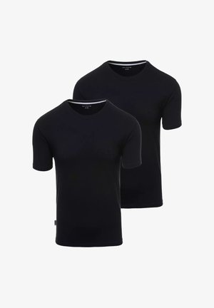 Due magliette a maniche corte nere realizzate in tessuto morbido, con collo rotondo e un logo discreto sul petto.