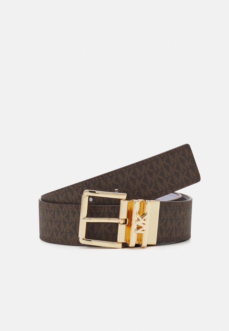 MICHAEL Michael Kors LOGO REVERSIBLE BELT - Cinto - brown/lavender mist/gold-coloured