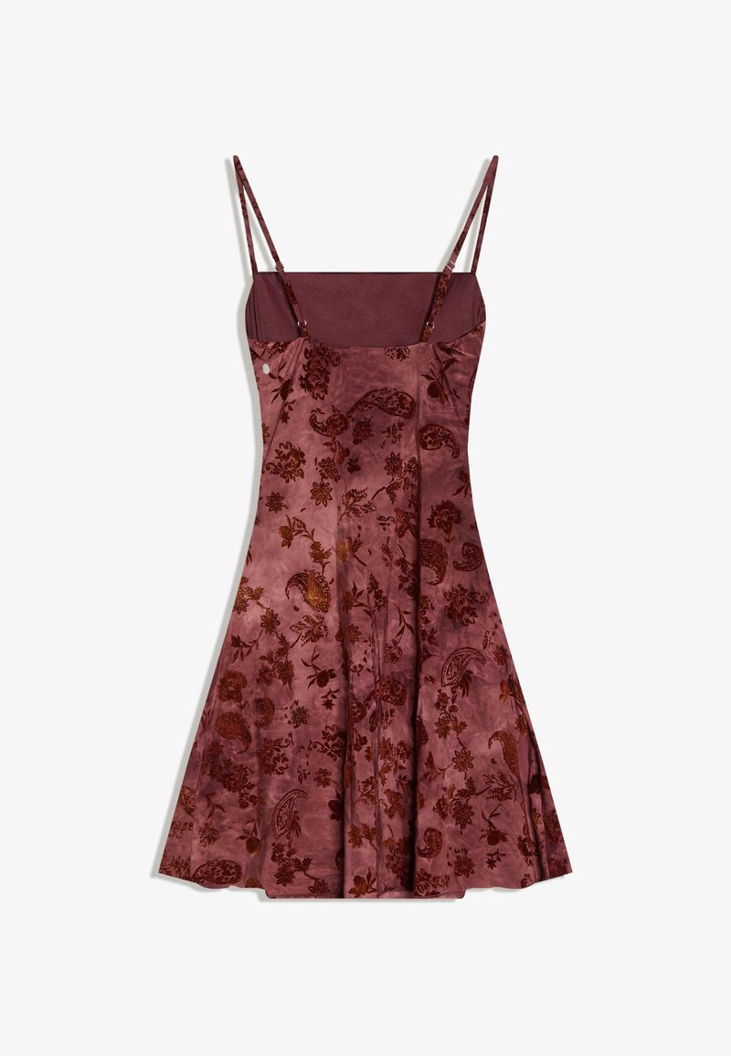 strapless open back dress BERSHKA. Short black dress with purple flowers – Hibuy market