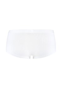 Slip hipster bianchi in cotone con una texture liscia, caratterizzati da un waistband senza cuciture e un piccolo taglio al centro sul retro.