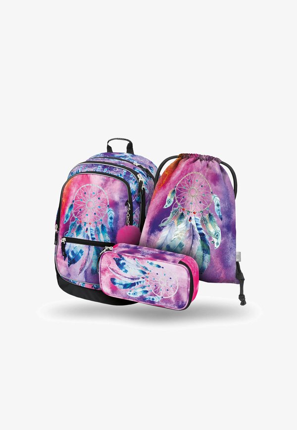 3 SET ERGONOMISCHE – Schulranzen Set – violett