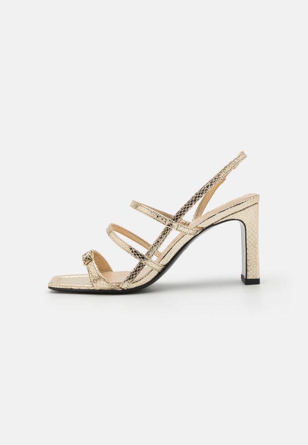 KAREN - High heeled sandals - gold metal effect