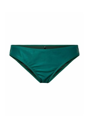 Chiloti de bikini pentru femei de culoare teal, cu un design simplu, material neted și acoperire moderată, prezentat pe un fundal alb.