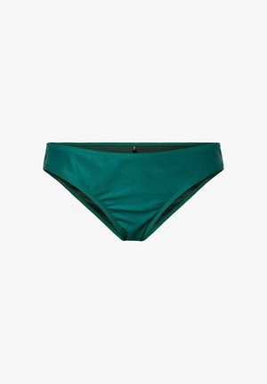 Chiloti de bikini pentru femei de culoare teal, cu un design simplu, material neted și acoperire moderată, prezentat pe un fundal alb.