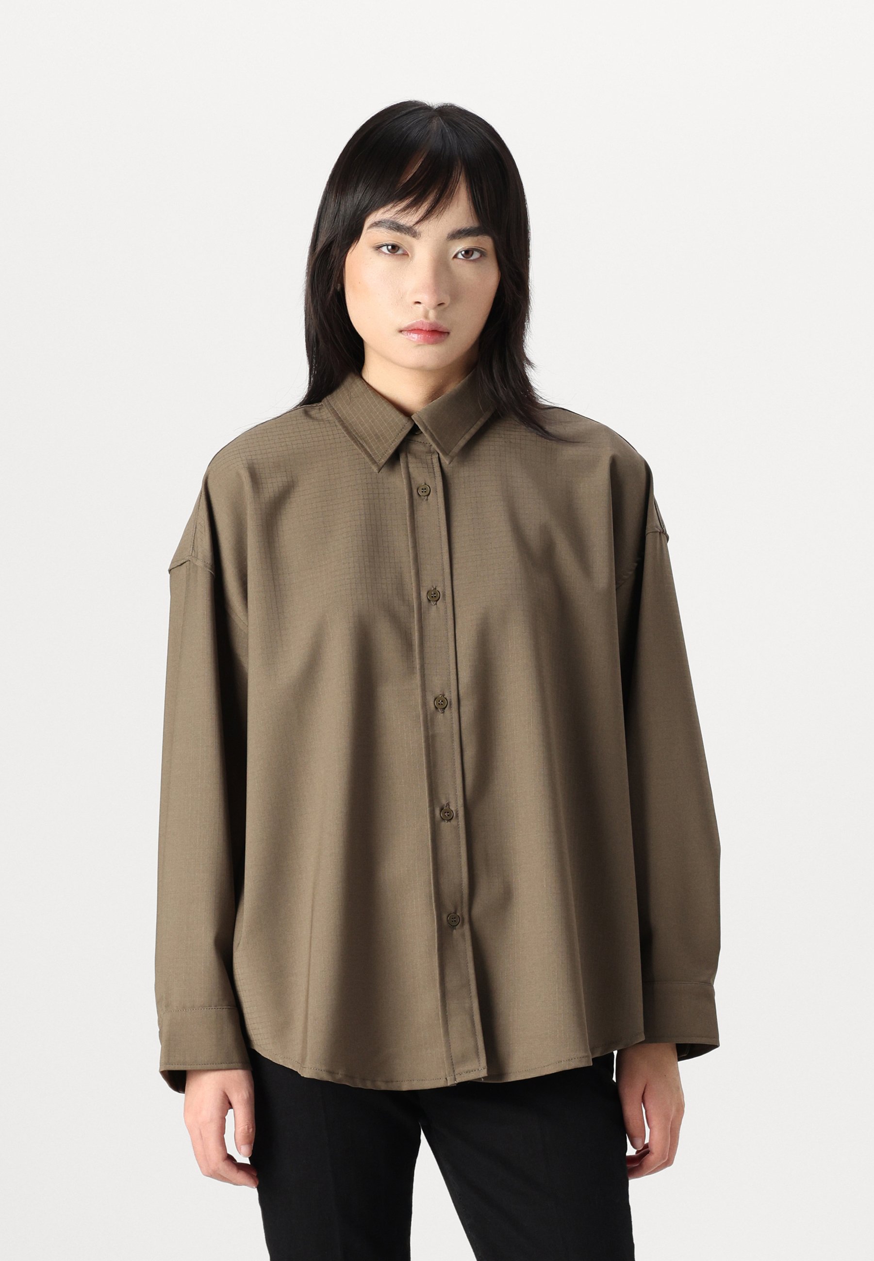 シャツ/ブラウス(長袖/七分) Ameri VINTAGE - AMERI Vintage VARIOUS BUTTON SHIRT DRESS Ameri vintage VARIOUS BUTTON シャツワンピ（American Vintage
