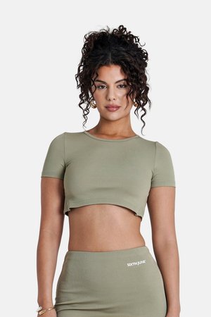 BACKLESS - Basic T-shirt - kaki