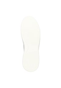 La suola della scarpa presenta una parte inferiore in gomma bianca con texture, un centro liscio e modelli di presa rialzati lungo i bordi.