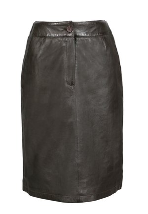 Freaky Nation, FREAKY NATION SKIRT MIDI TWIGGY-FN - Leren rok - chocolat fondant