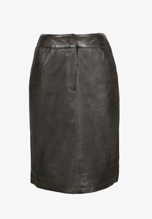 Freaky Nation, FREAKY NATION SKIRT MIDI TWIGGY-FN - Falda de cuero - chocolat fondant
