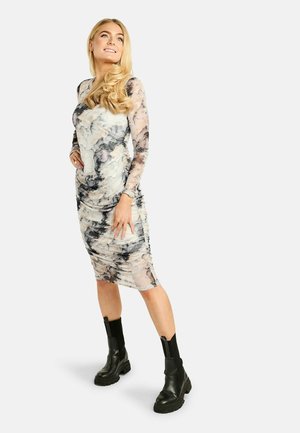 LONG - Rochie tip creion - black/grey marble