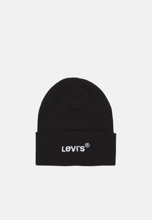 Sort strikket hue med foldet kant og hvidt broderet Levi's®-logo placeret midt for på fronten.