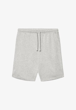 Pantaloncini in cotone grigio chiaro con elastico in vita, coulisse, tasche laterali e vestibilità comoda.