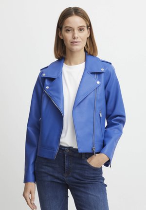 BYACOMY BIKER - Faux leather jacket - strong blue