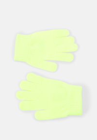 Neon žute pletene rukavice s otvaranjima za pet prstiju i rebrastim manžetama, s glatkom, mekanom teksturom. Idealan za jaku vidljivost.