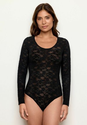 STRETCH A - Long sleeved top - black floral