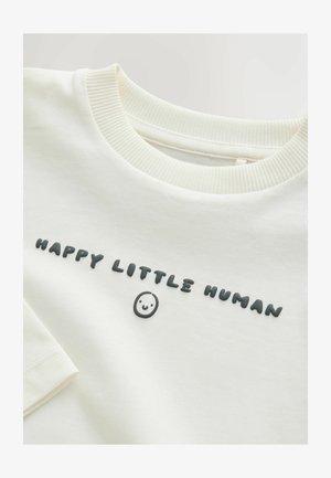 Next, REGULAR FIT - LONG SLEEVE SMALL GRAPHIC PRINTED T-SHIRT . - Pikkade varrukatega topp - white happy little human slogan