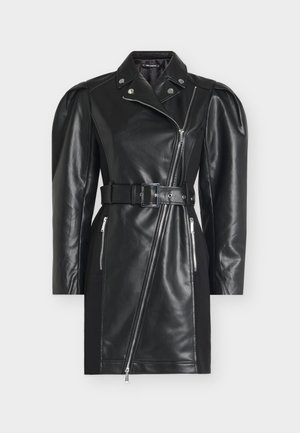KARL LAGERFELD, FAUX LEATHER BIKER DRESS - Denné šaty - black