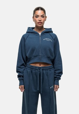 Good For Nothing RAW SEAM CROPPED  HOODIE - Sweat zippé - blue