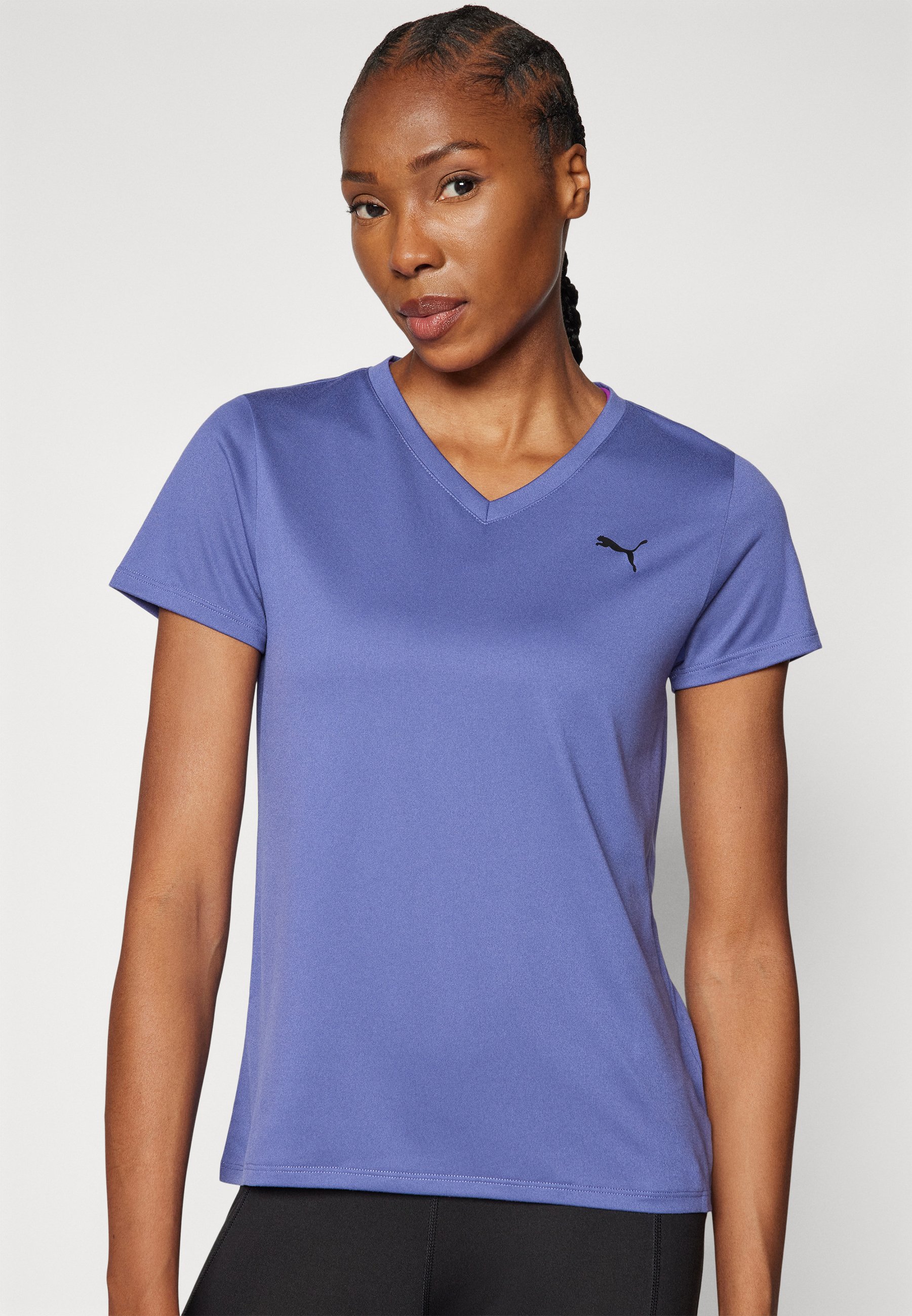 Puma ESSENTIAL VNECK TEE - Basic T-shirt - blue crystal/blue - Zalando.co.uk
