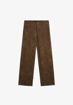 Massimo Dutti, STRIPED FLOWING CO-ORD PANTS - Pantalon classique - khaki