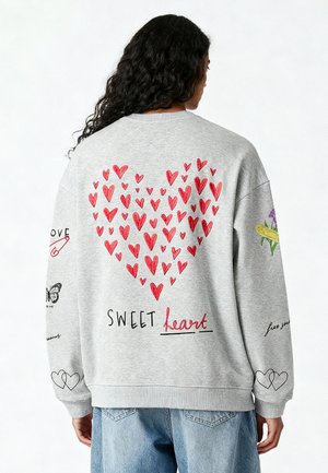 TATTOO SWEETHEART EMBROIDERY OVERSIZED - Felpa - mottled grey