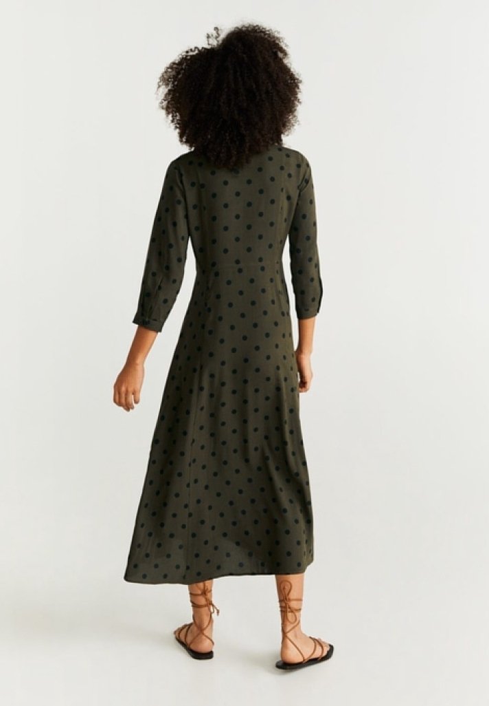 mango green polka dot dress Shirt - khaki occasions