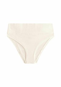 Crème katoenen bikini slip met een brede tailleband, een gladde textuur en naadloze randen, met een klassieke snit en een minimalistisch ontwerp.