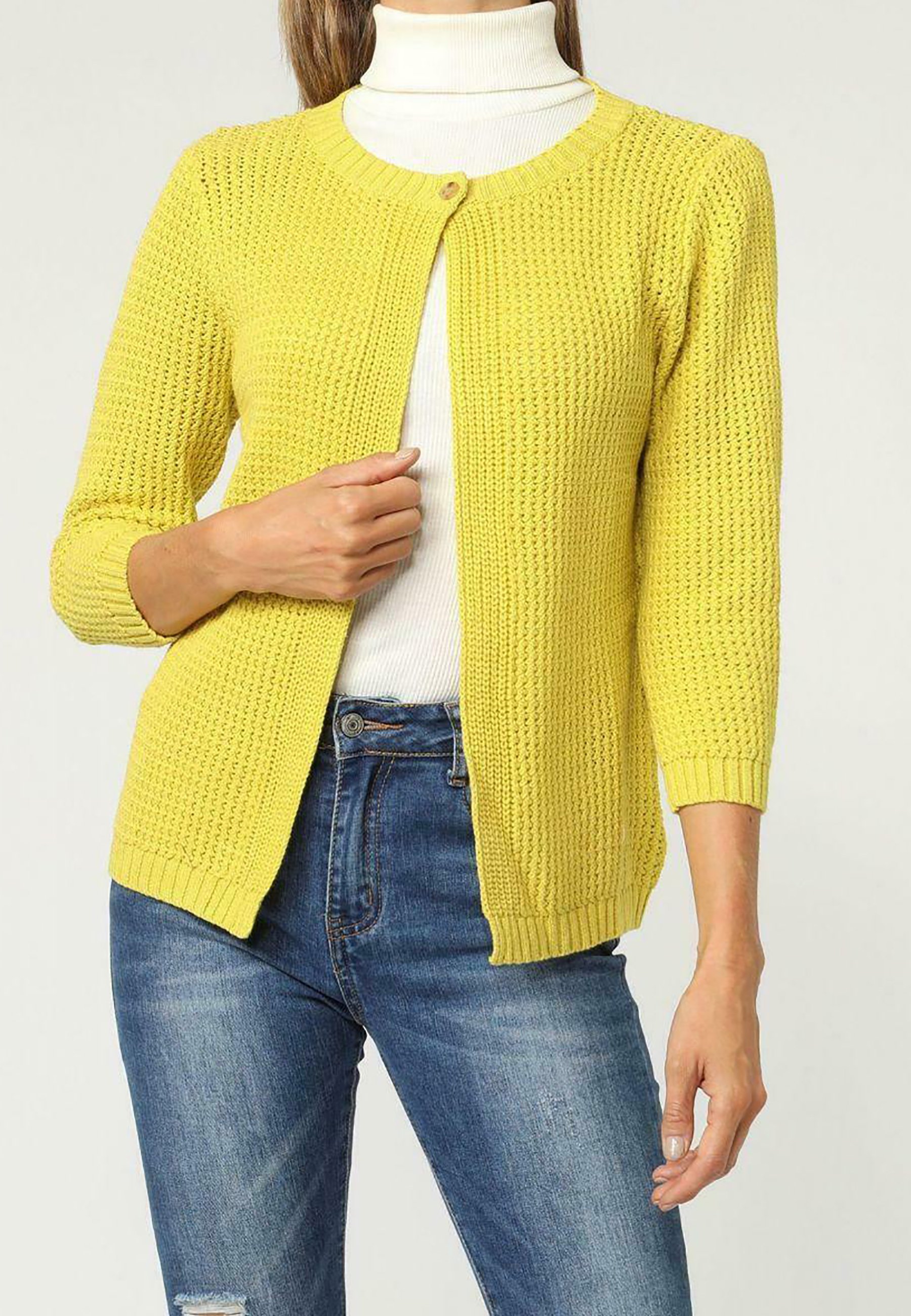 SENSE CON PUNTO AMPLIO - Chaqueta de punto - amarillo - Zalando.es
