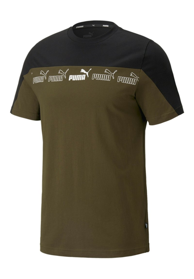 Puma AROUND THE BLOCK TShirt print deep olive black/grün Zalando.at