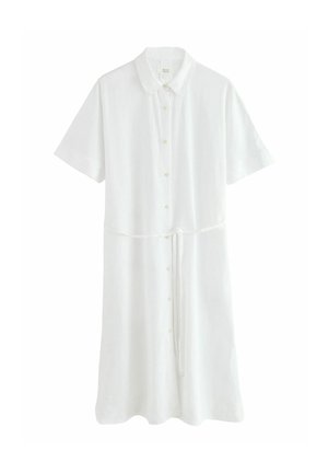 REGULAR FIT - SHORT SLEEVE TIE WAIST MIDI - Tričkové šaty - white