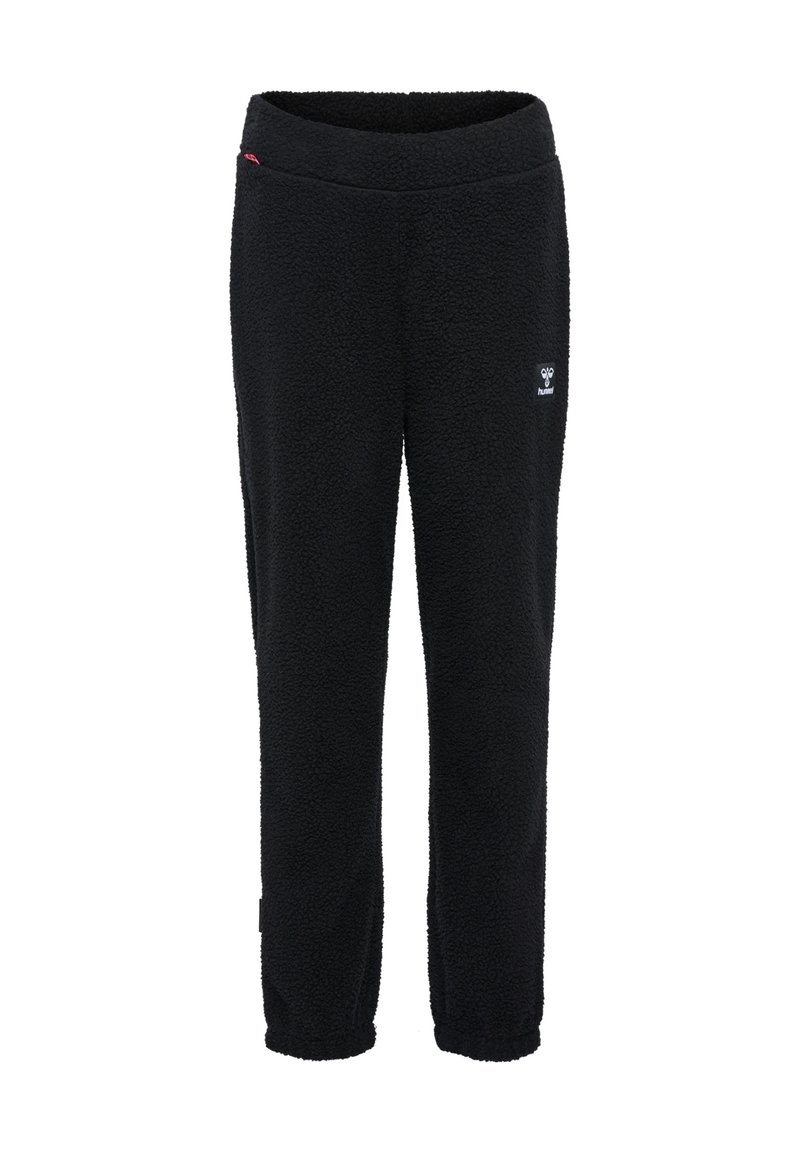 Svarta fleecebyxor med mjuk textur, smal design och elastisk midja. Har en liten logotyp fram och släta kanter.