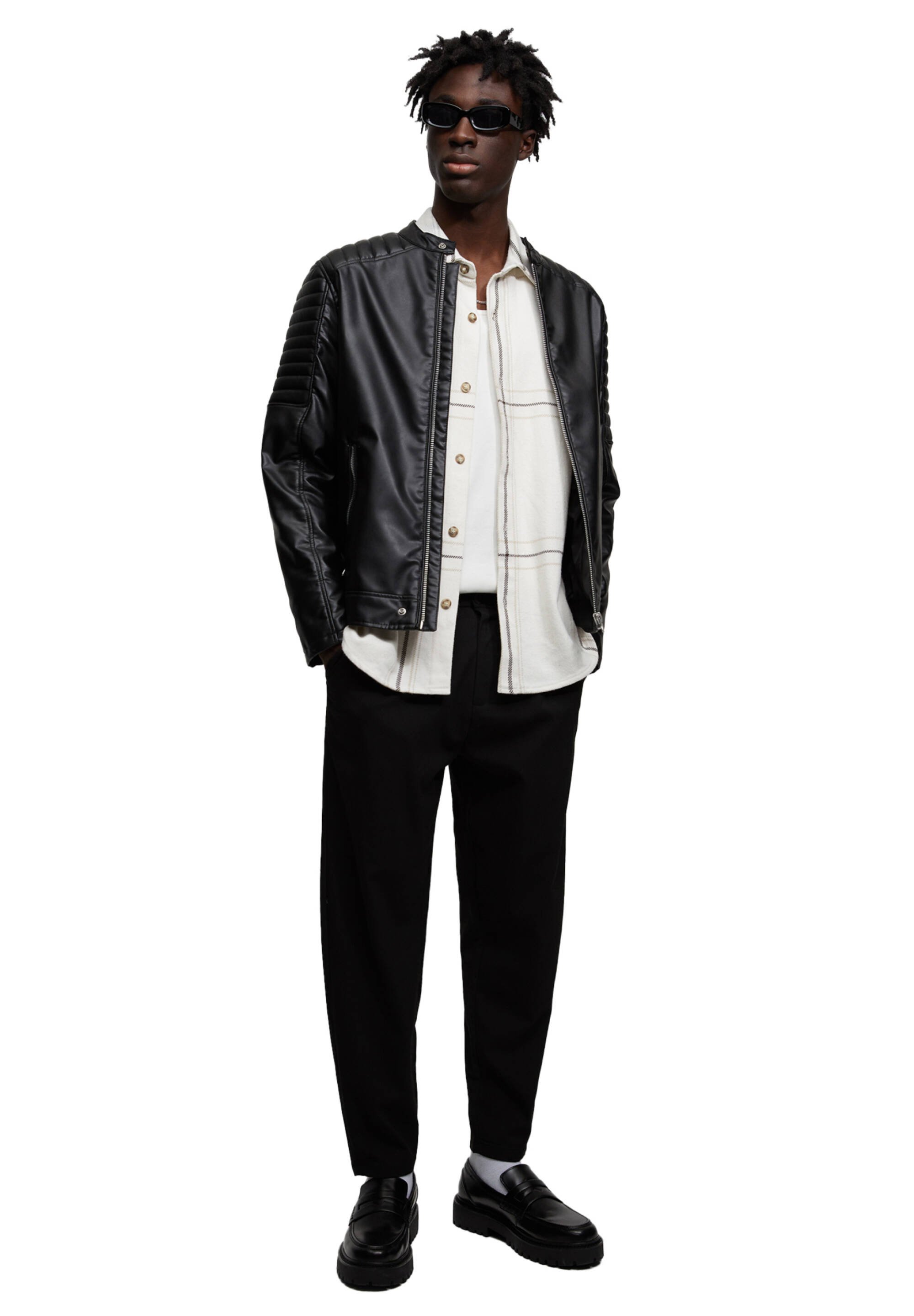 pull and bear leather shirt