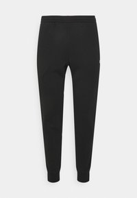 Pantalon de jogging noir fuselé avec taille et poignets élastiques, présenté de face sur fond blanc.