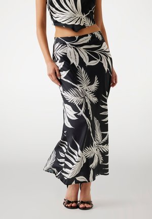 LANGER  - Maxi skirt - blumenmuster schwarz