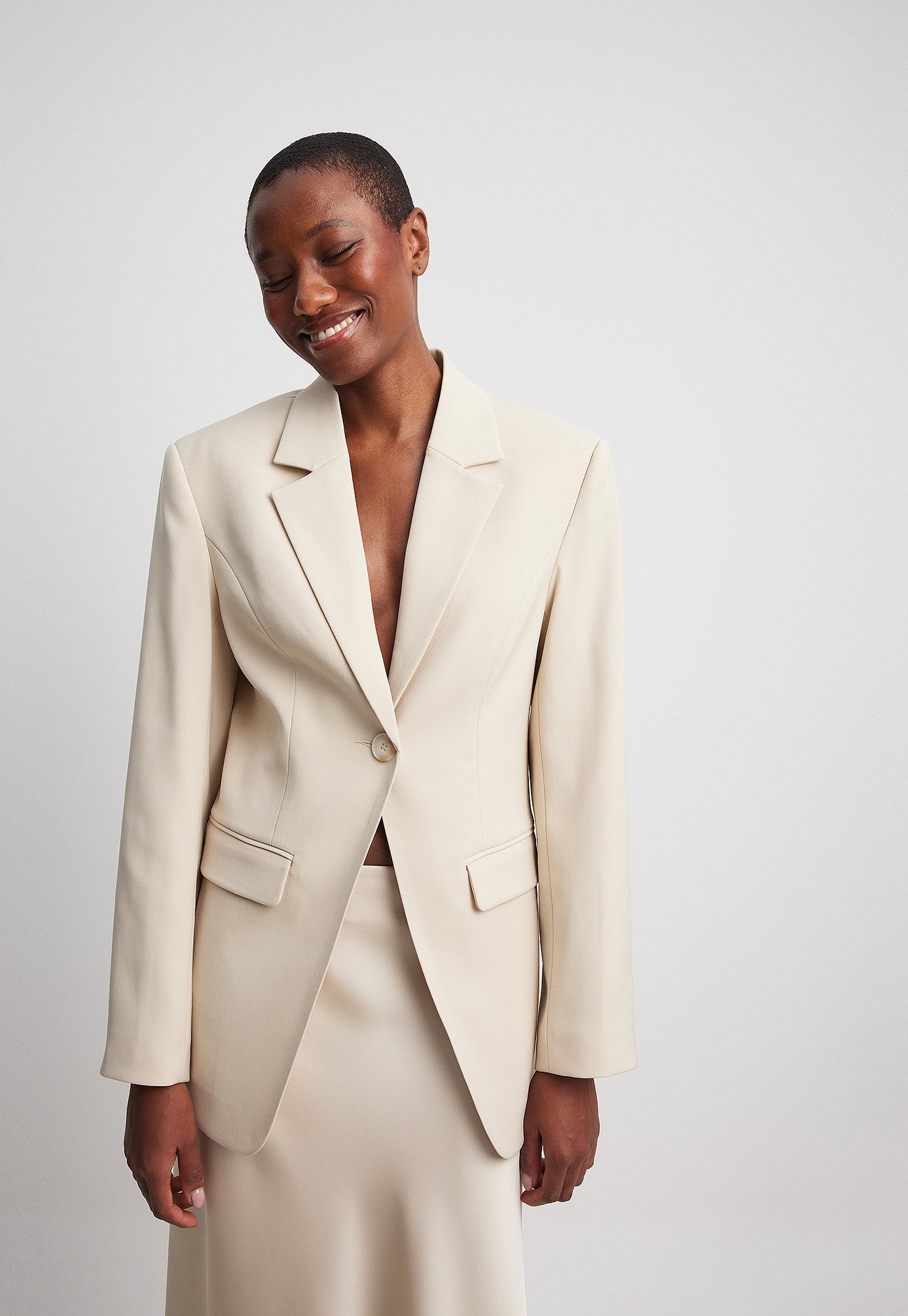 Women's Pantsuit Pant Suit Blazer Set Beige Bougie Beige Beige