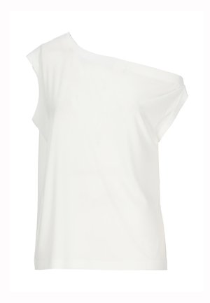 Blusa bianca monospalla senza maniche con vestibilità rilassata e tessuto morbido.