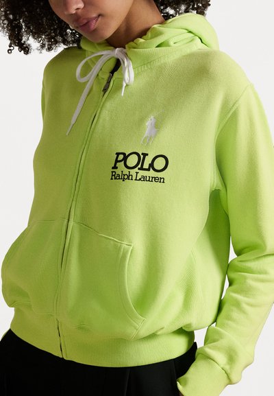 Polo Ralph Lauren BIG PONY LIGHTWEIGHT FLEECE ZIP HOODIE - Camisola com fecho - electric lime