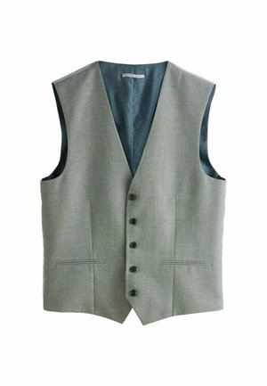 Hall halli meeste vest viie musta nupuga ja kahe eesmise taskuga, millel on tume mustriga vooder.