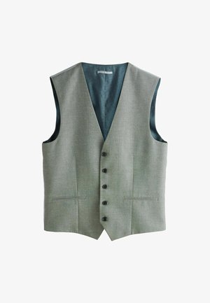 Hall halli meeste vest viie musta nupuga ja kahe eesmise taskuga, millel on tume mustriga vooder.